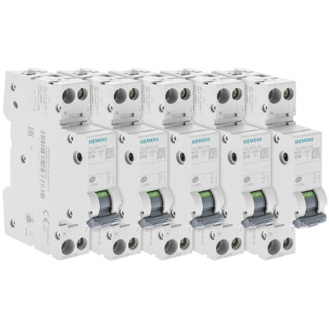 Lot de 5 Disjoncteurs électriques phase + neutre 20A - SIEMENS