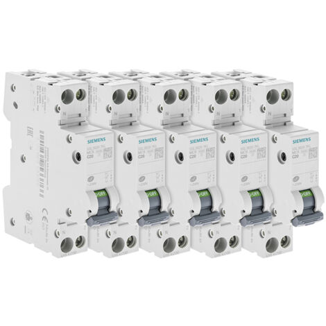 Lot de 5 Disjoncteurs électriques phase + neutre 32A - SIEMENS