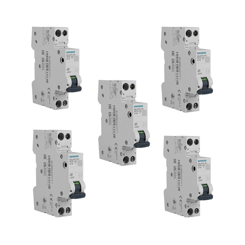 Lot de 5 Disjoncteurs électriques phase + neutre 10A Siemens