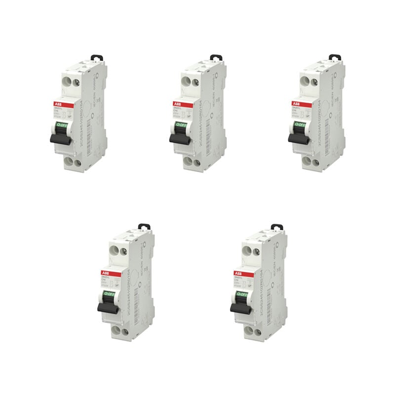 Lot de 5 disjoncteurs Ph+N raccordement Vis 16A-4,5Ka - Courbe c ABB
