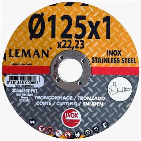 Lot de 5 disques 125 mm spécial inox