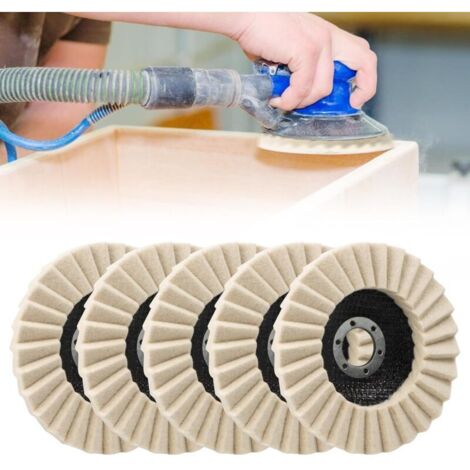 Lot de 5 Disques De Polissage 125 MM X 22,2 MM en Feutre de Laine, Disques de Polissage en Feutre Brillant pour Ponçage et Polissage en Peinture, Acier Inoxydable, Bois et Plastique