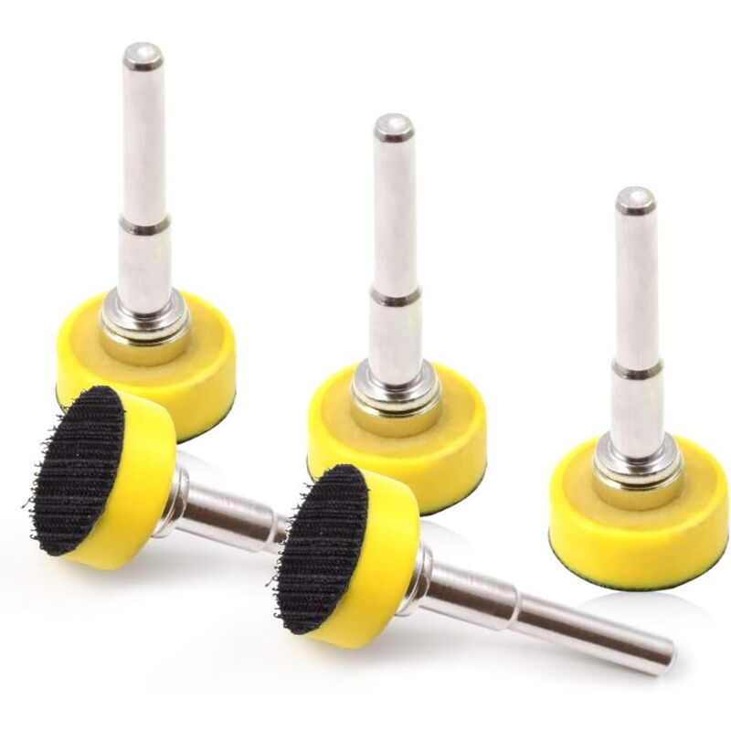 Lot de 5 disques de ponçage auto-agrippants de 2,5 cm avec support de fixation pour perceuse