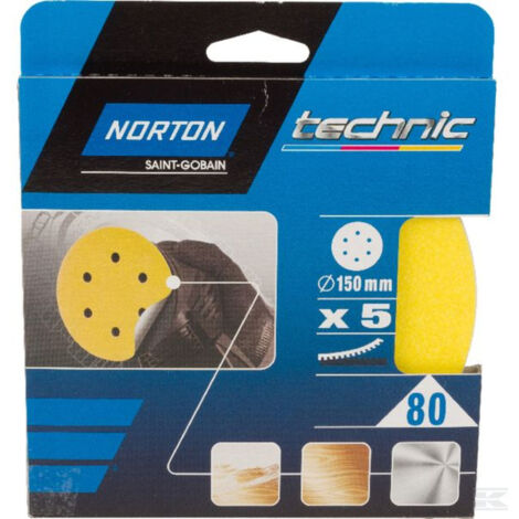 LOT DE 5 DISQUES VELC 6 TROUS 150X0 GR80 - NORTON CLIPPER - 66261139297