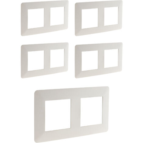 Lot de 5 doubles plaques de finition horizontales blanches - Artezo