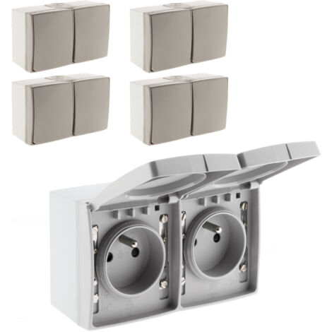 Lot de 5 Doubles Prises 16A 2P+T étanche - IP55 - Orok