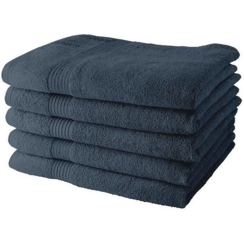 Today - Lot de 5 Draps de Bain 70x130 cm 100% Coton - Denim