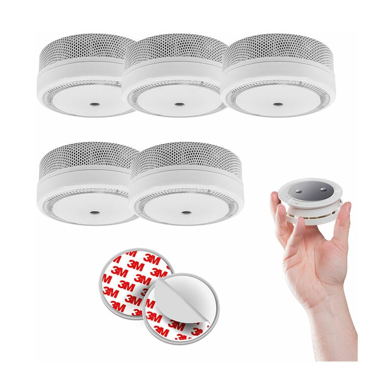 Lot de 5 détecteurs de fumée NF autonomie 10 ans avec supports magnétiques - EVACUATE