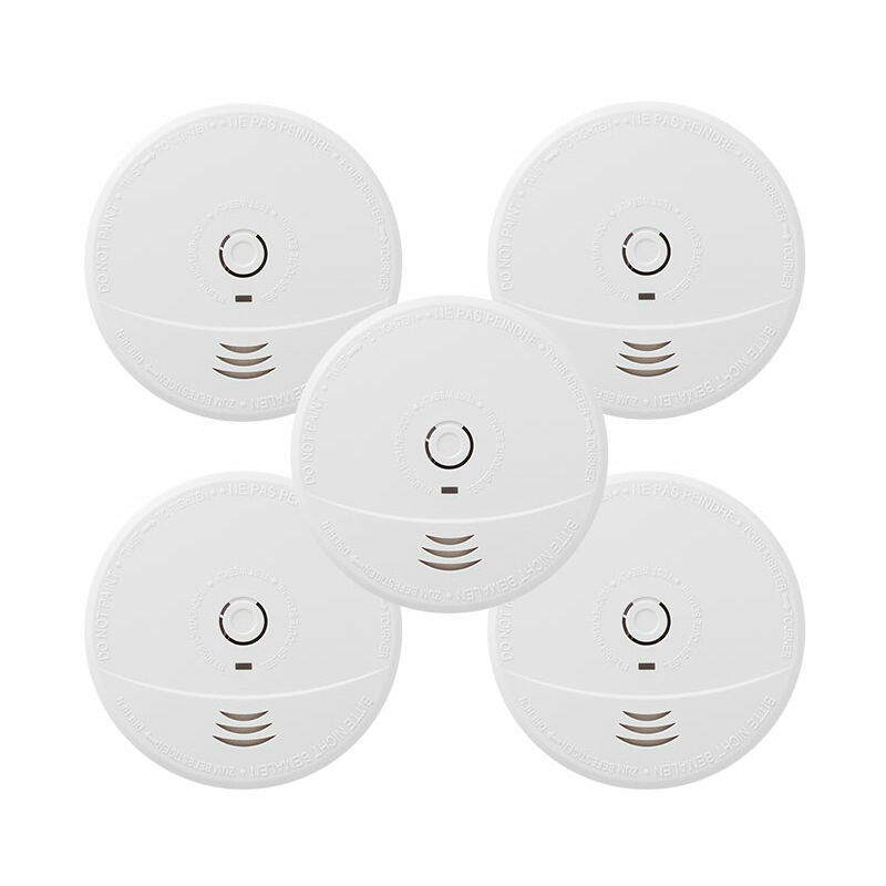 Evacuate - Lot de 5 détecteurs de fumée nf autonomie 5 ans