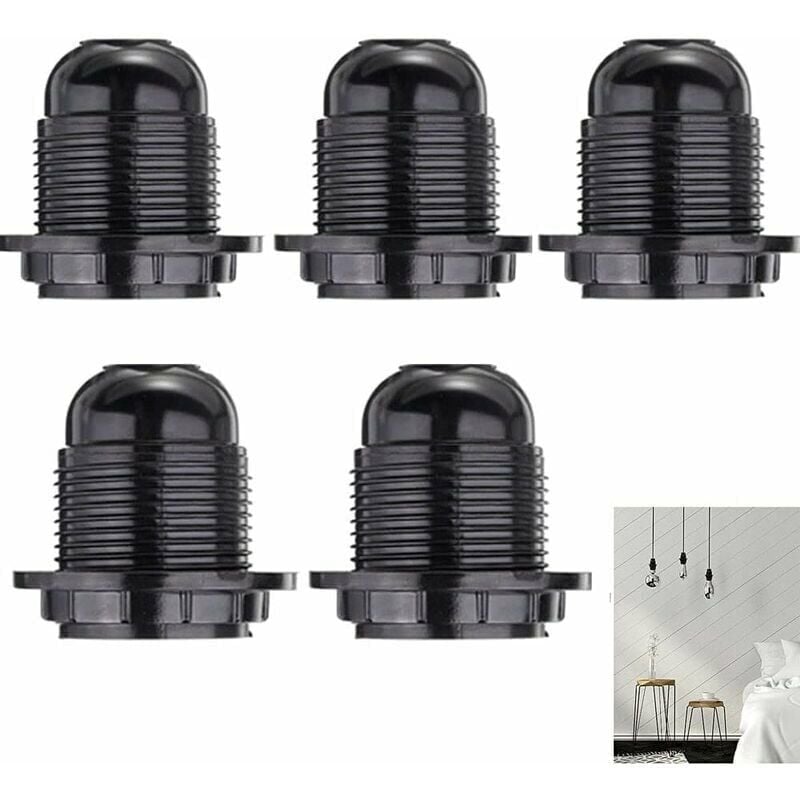 LaBlanc - Lot de 5 E27 support de lampe Vintage support de lampe de chevet noir E27 support de lampe à vis E27 250V 4A E27