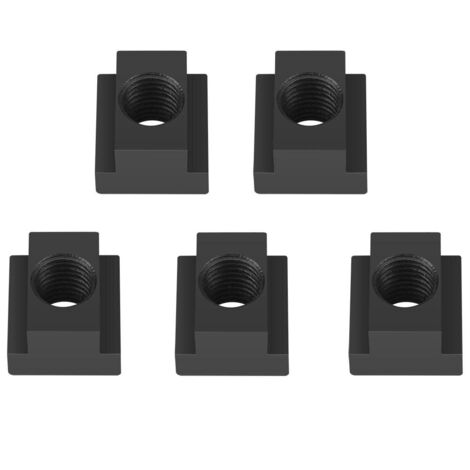 Lot de 5 écrous à rainure en T en acier Finition oxyde noir Écrous à rainure en T Filetages M14 s'adaptent aux rainures en T des tables de machine-outil pour profilé en aluminium