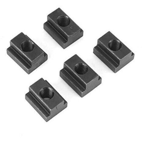 Lot de 5 Ecrous à Rainure en T M8/M10 Ecrou de Filetage en T avec Finition Oxyde Noir Écrous T-Slot en Acier Écrou à Rainurer de Table de Serrage pour Connecter d'autres Pièces (M8) A