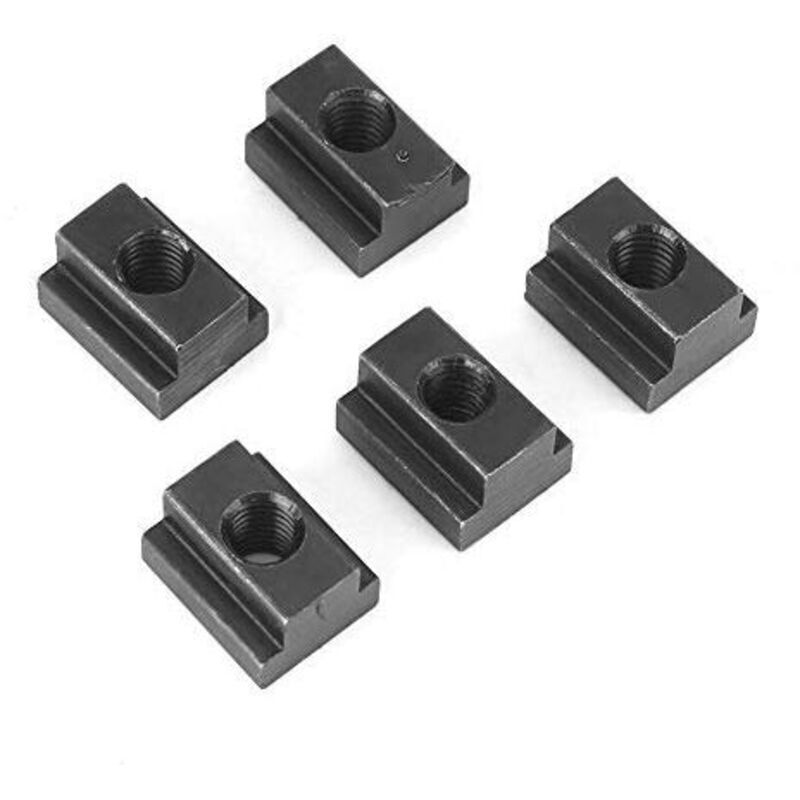 Lot de 5 Ecrous à Rainure en T M8/M10 Ecrou de Filetage en T avec Finition Oxyde Noir Écrous T-Slot en Acier Écrou à Rainurer de Table de Serrage
