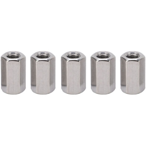 Lot de 5 écrous de raccordement hexagonaux M10 x 1,5 17 L30 mm en acier inoxydable antirouille pour tige filetée