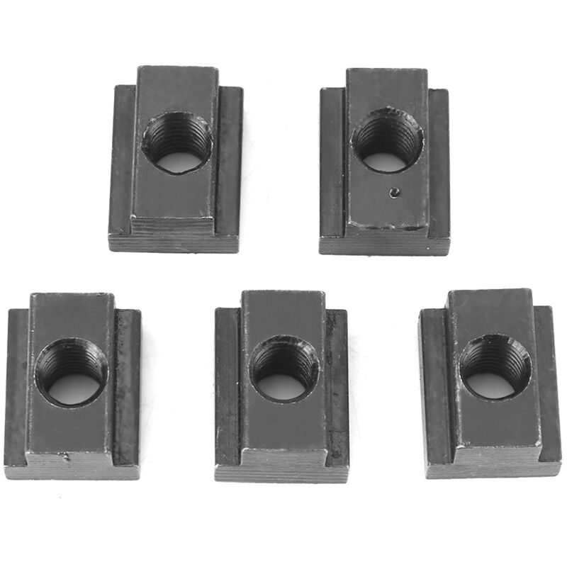 Jeffergarden - Lot de 5 écrous en t finition oxyde noir filetage M8/10 pour rainures en t dans les tables de machines-outils (M8)