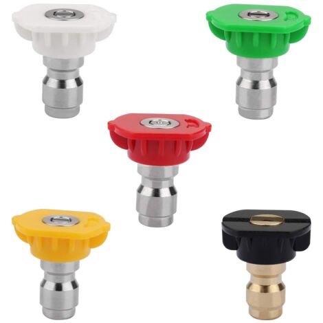 Lot de 5 embouts de buse de pulvérisation pour nettoyeur haute pression DUS-025 à plusieurs degrés - Connexion rapide de 1/4 - 2,5 GPM - Pour nettoyeur haute pression