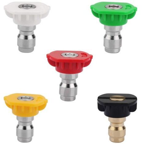 Lot de 5 embouts de buse de pulvérisation pour nettoyeur haute pression DUS-025 à plusieurs degrés - Connexion rapide de 1/4 - 2,5 GPM - Pour nettoyeur haute pression