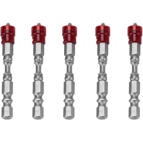 Lot de 5 embouts de tournevis magnétiques en acier S2, tête cruciforme, PH2, tige de 64,5 cm pour vis à plaques de plâtre, entraînement magnétique antidérapant.-AquaForge