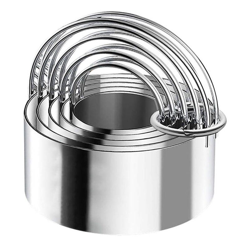 Feiyue - Lot de 5 emporte-pièces ronds en acier inoxydable avec poignée pour biscuits