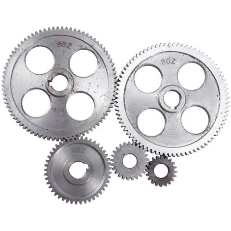 Lot de 5 engrenages métalliques pour machines-outils CJ0618, engrenages de micro-tour, engrenages de coupe de métaux, argent