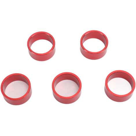 Lot de 5 entretoises de direction pour vélo, sans filetage, en alliage d'aluminium, compatibles avec les fourches de 28,6 mm (15 mm, rouge).