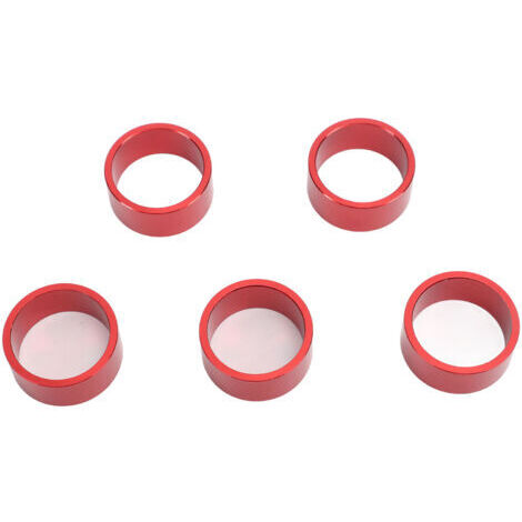 Lot de 5 entretoises de direction pour vélo, sans filetage, en alliage d'aluminium, compatibles avec les fourches de 28,6 mm (15 mm, rouge).