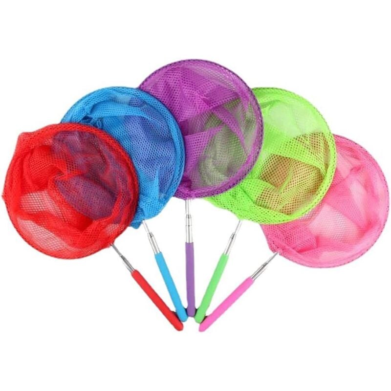 Lot de 5 épuisettes télescopiques pour enfants - Avec manche télescopique - Idéal pour attraper les insectes, la pêche, les activités de plein air,