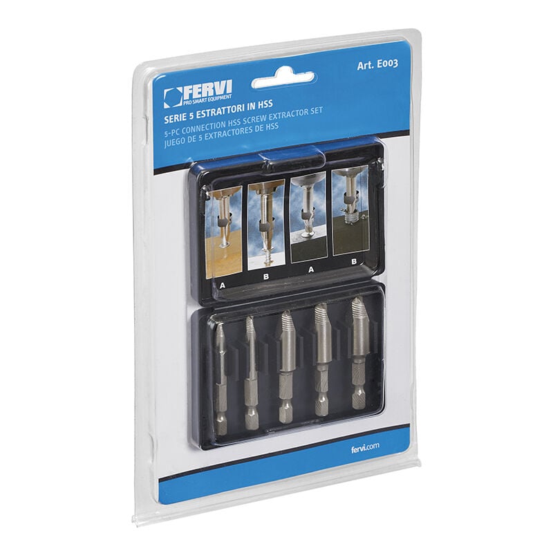 Lot de 5 extracteurs de vis hss 2 - 12 mm