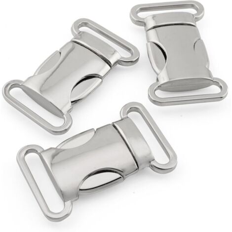 Lot de 5 Fermeture à clip en métal pour bracelets paracorde, colliers pour chien, sac à dos, couleur : argenté