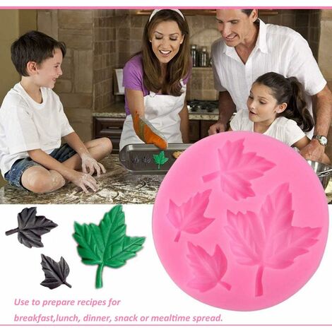 Lot de 5 Feuille Fondant Moule en silicone 3d en forme de mini Feuille d'érable Rose Laisse DIY Outil de décoration Moule à gâteau Motif assortis
