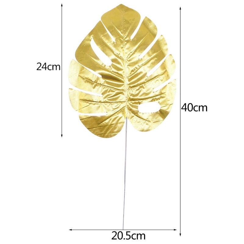 Lot de 5 feuilles de palmier tropical Monstera artificielles dorées pour photographie, fausses plantes pour mariage, anniversaire, décoration
