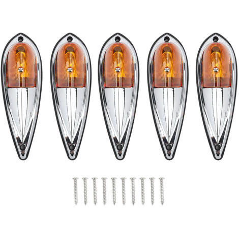 Lot de 5 feux de gabarit en forme de goutte, orange, résistants aux intempéries, universels pour le toit de la cabine (camions, fourgonnettes, camping-cars), 12 V