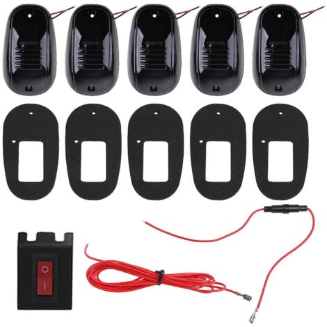 Lot de 5 feux de gabarit LED blancs pour toit de cabine de camion tout-terrain, SUV et pick-up