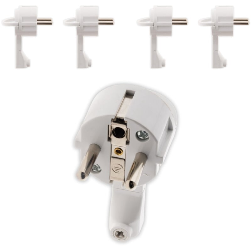 Zenitech - Lot de 5 fiches mâles 2P+T 16A extraplate - Blanc