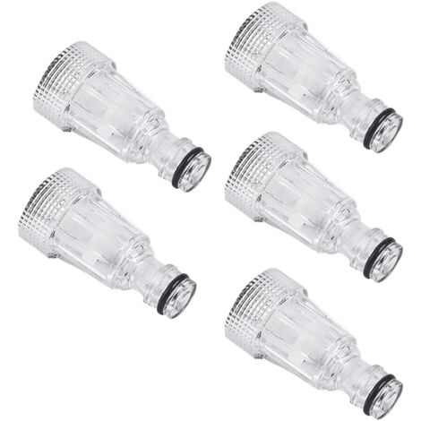 Lot de 5 Filtre à eau, Plastique transparent, 3/4 pouce, Pour Karcher K2-K7, Nettoyeur haute pression
