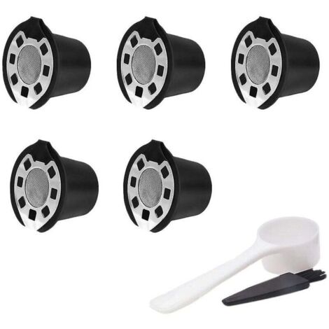 Lot de 5 filtres à café pour capsules de café rechargeables en acier inoxydable