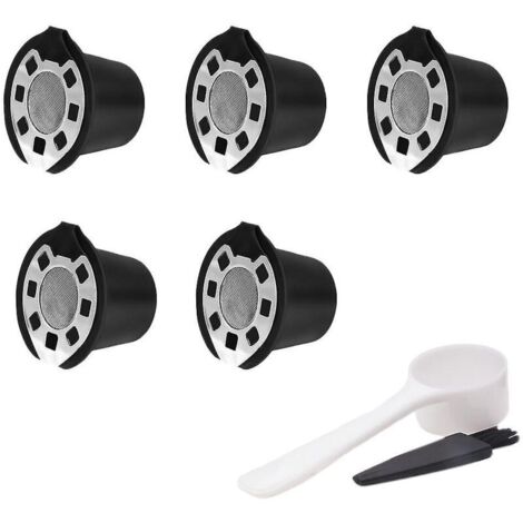 Lot de 5 filtres à café pour capsules de café rechargeables en acier inoxydable