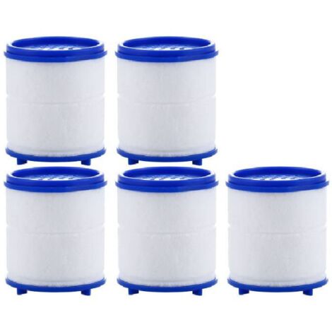 Lot de 5 filtres anti-éclaboussures, filtre à eau pour tête de robinet pour filtration de l'eau du robinet, double filtre en coton PP et boule de sulfite de calcium
