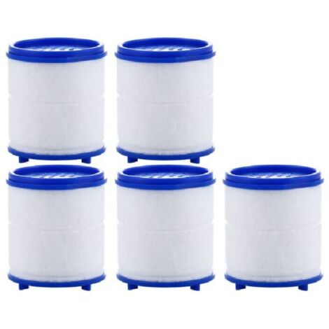 Lot de 5 filtres anti-éclaboussures, filtre à eau pour tête de robinet pour filtration de l'eau du robinet, double filtre en coton PP et boule de sulfite de calcium