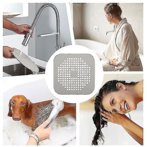 Lot de 5 filtres anti-obstruction pour siphon de salle de bain, évier de sol et crépine de cuisine (gris)