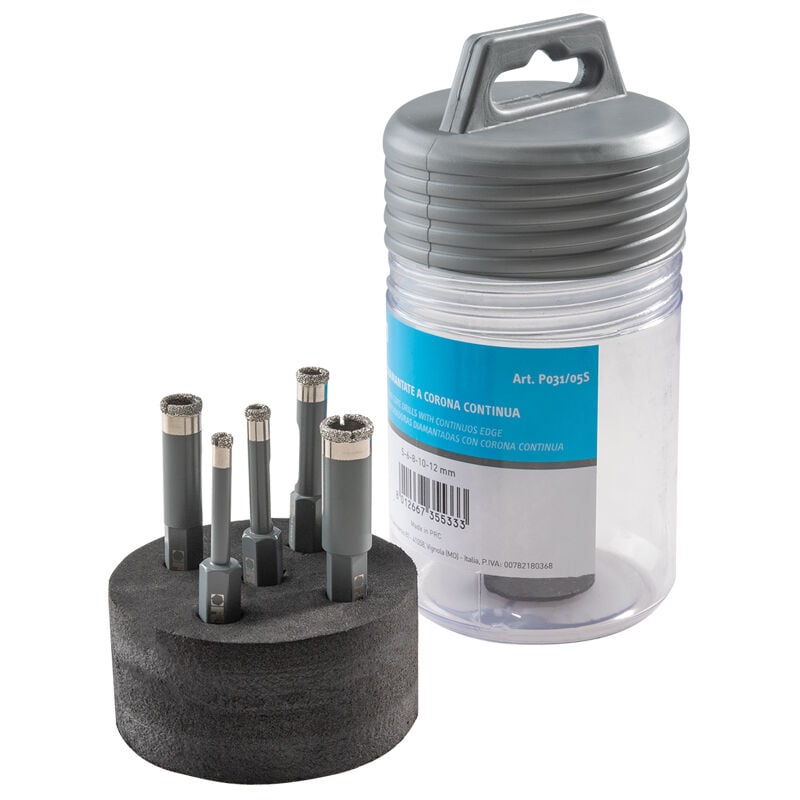 Fervi - Lot de 5 forets diamantes pour gres 5-12 mm