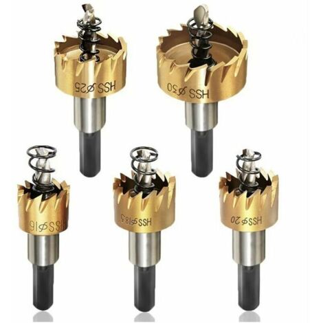 Lot de 5 forets en acier rapide pour scies cloches en acier inoxydable (15-30mm), Lefou
