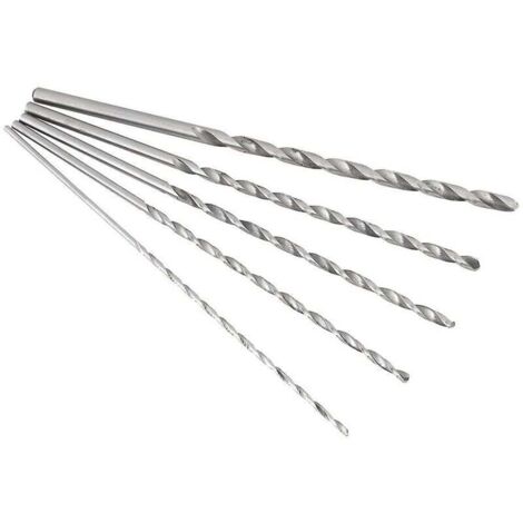 Lot de 5 forets extra longs à tige droite Hss de 2 à 5 mm pour le bois et le plastique