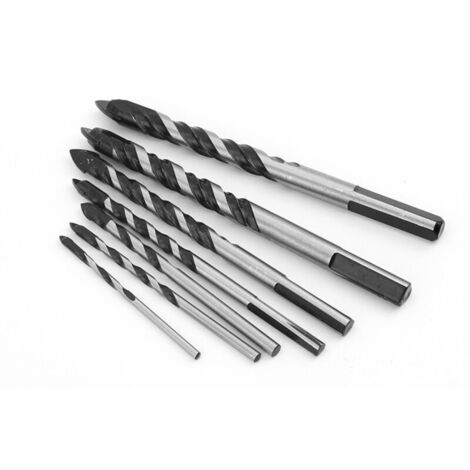 Lot de 5 forets multi-matériaux pour céramique, carrelage, béton, brique, verre, plastique et bois, 6, 6, 8, 10, 12 mm, pointe en carbure de tungstène.
