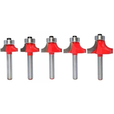 Lot de 5 Fraises à Chanfreiner d'Angle à Tige 6 mm avec Roulement pour Nettoyage et Nivellement Bois