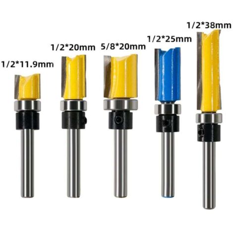 Lot De 5 Fraises Droites Double Tige 6 35 Mm Outils De Fraisage À Roulement Pour Bois