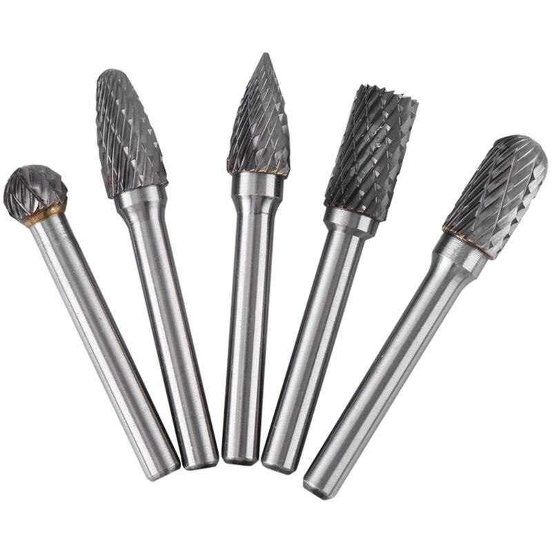 Treetalk - Lot de 5 fraises rotatives en acier au tungstène avec tige de 6 mm et tête de 10 mm