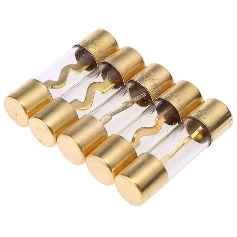 Lot de 5 fusibles en verre plaqué or pour amplificateur de voiture - 100 A - Or
