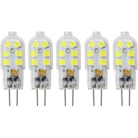 Lot de 5 G4 LED Ampoule,20W Ampoules Halogènes Équivalentes,Ampoule LED G4 2W Économie Pour Les Ampoules de Hotte,AC/DC 12V 180LM 3000K Couleur Transparente