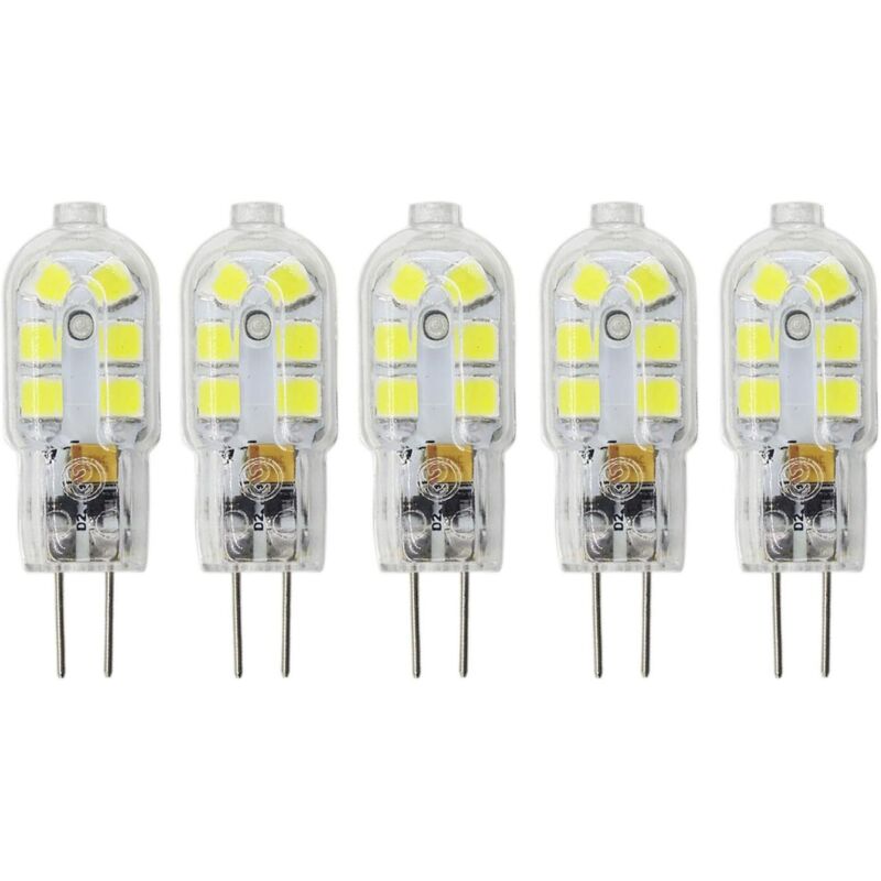 Lot de 5 G4 LED Ampoule,20W Ampoules Halogènes Équivalentes,Ampoule LED G4 2W Économie Pour Les Ampoules de Hotte,AC/DC 12V 180LM 3000K Couleur